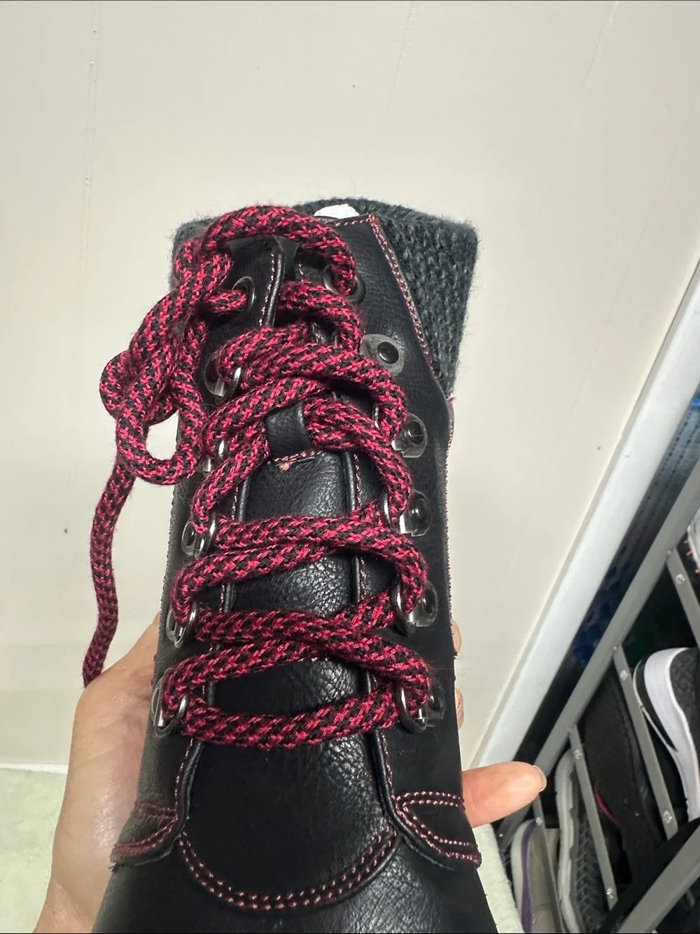 Dirty Laundry Black Ankle Boots with Burgundy Laces